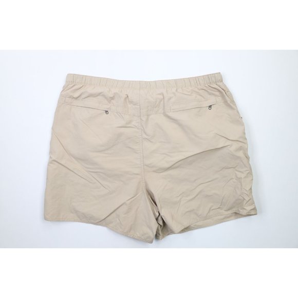 Vintage 90s Lands End Mens XL Belted Lined Above Knee Shorts Baggies Beige Nylon - Picture 9 of 11